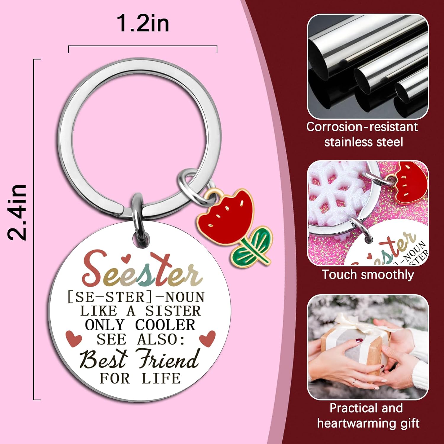 Valentines Day Gifts for Sister Keychain From Sister Funny Gifts for Sisters Birthday Gifts From Sisters - Image 6