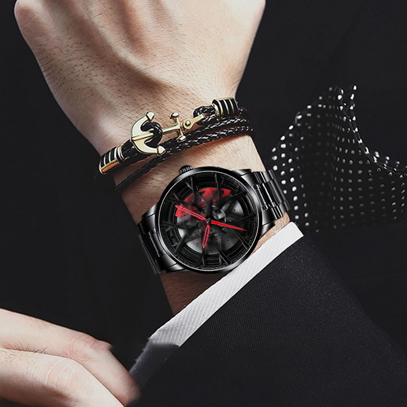 Mihawk X-M8 Reloj Hombre Diseño Llanta 3D Giratorio, Reloj Cuarzo