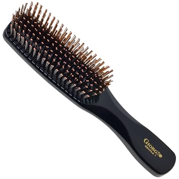 Giorgio Gentle Black Full Size Hair Brush 7.75 Inch, Men, Women & Kids, Soft Bristles for Sensitive Scalp, Detangler Brush, Scalp Massager, Wet or Dry