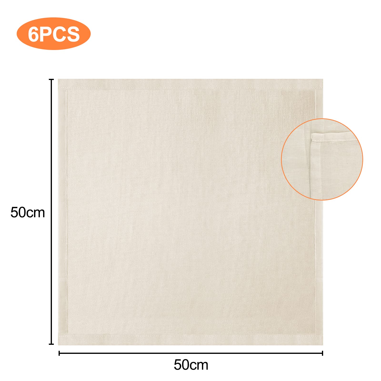 6 Garze Alimentari In Cotone 50x50cm - Panno Filtrante Per Formaggio, Tofu E Latte Vegetale - Lavabile E Riutilizzabile - Foto 4