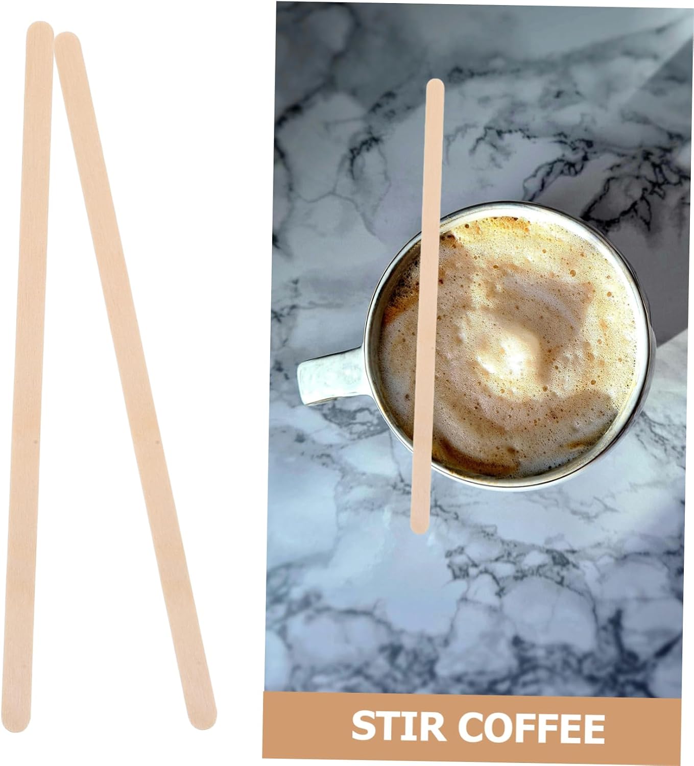 Ciieeo 1000pcs Eco-friendly Wooden Stir Sticks Long Handle Stirrer for Coffee Stir Drink Cocktail Mixers