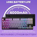 ATTACK SHARK M87 80% Wireless Gaming Keyboard,87 Keys Rainbow Lights TKL Mechanical Feeling SA PBT Keyboard for Mac/Win, Bluetooth 5.0/2.4Ghz Dual Mode Pc Keyboards for Office/Gaming Purple