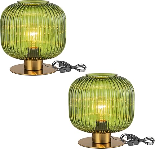 Miniatura 24 de Lámpara pequeña de mesita de noche, lámpara de mesa de cristal de leche, lámpara vintage dorada para mesita de noche, lámparas modernas de mediados