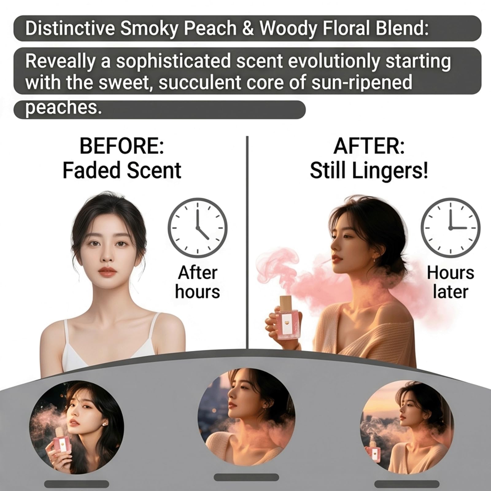 Travel Size Mini Long Lasting Fruity Peach Parfüm, Hair & Body Peach Scented Fragrance Spray für Frauen, Long Lasting Sensitive Skin Summer Mist, Fruity Parfüms, All Skin Types Body Spray (5 stücke)