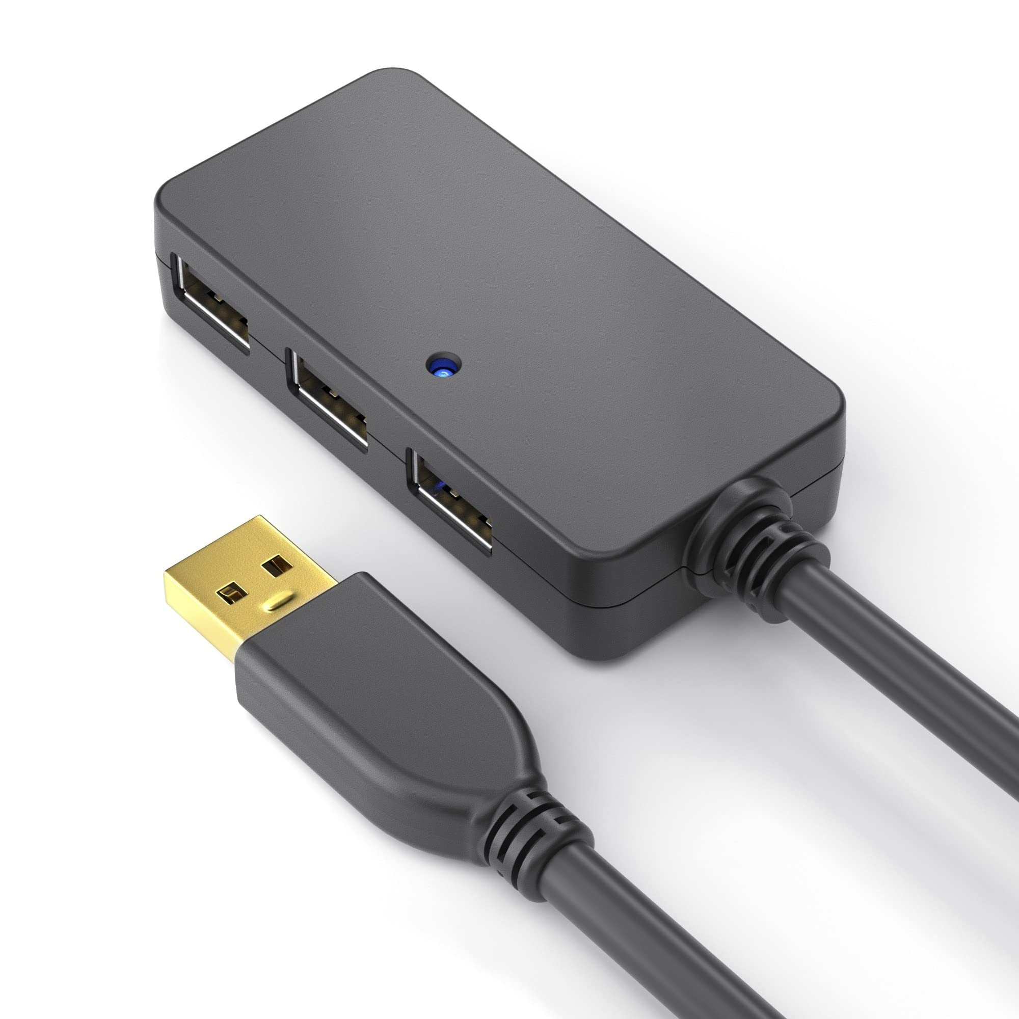 PureLink DS2200-120 USB 2.0 aktywny przedłużacz z 4-portowym koncentratorem USB, zasilanie z portu USB, nie wymaga zasilacza, pozłacane styki, 12 m, kolor czarny