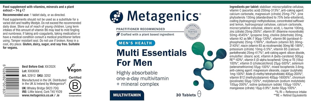 Metagenics Multi Essentials for Men Multivitamin - 30 Tablets