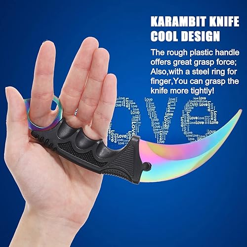 Miniatura 4 de TOPOINT Cuchillo Karambit, cuchillo de hoja fija de acero inoxidable con funda y cuchillo de cordón CS-GO para caza, campamento y supervivencia en