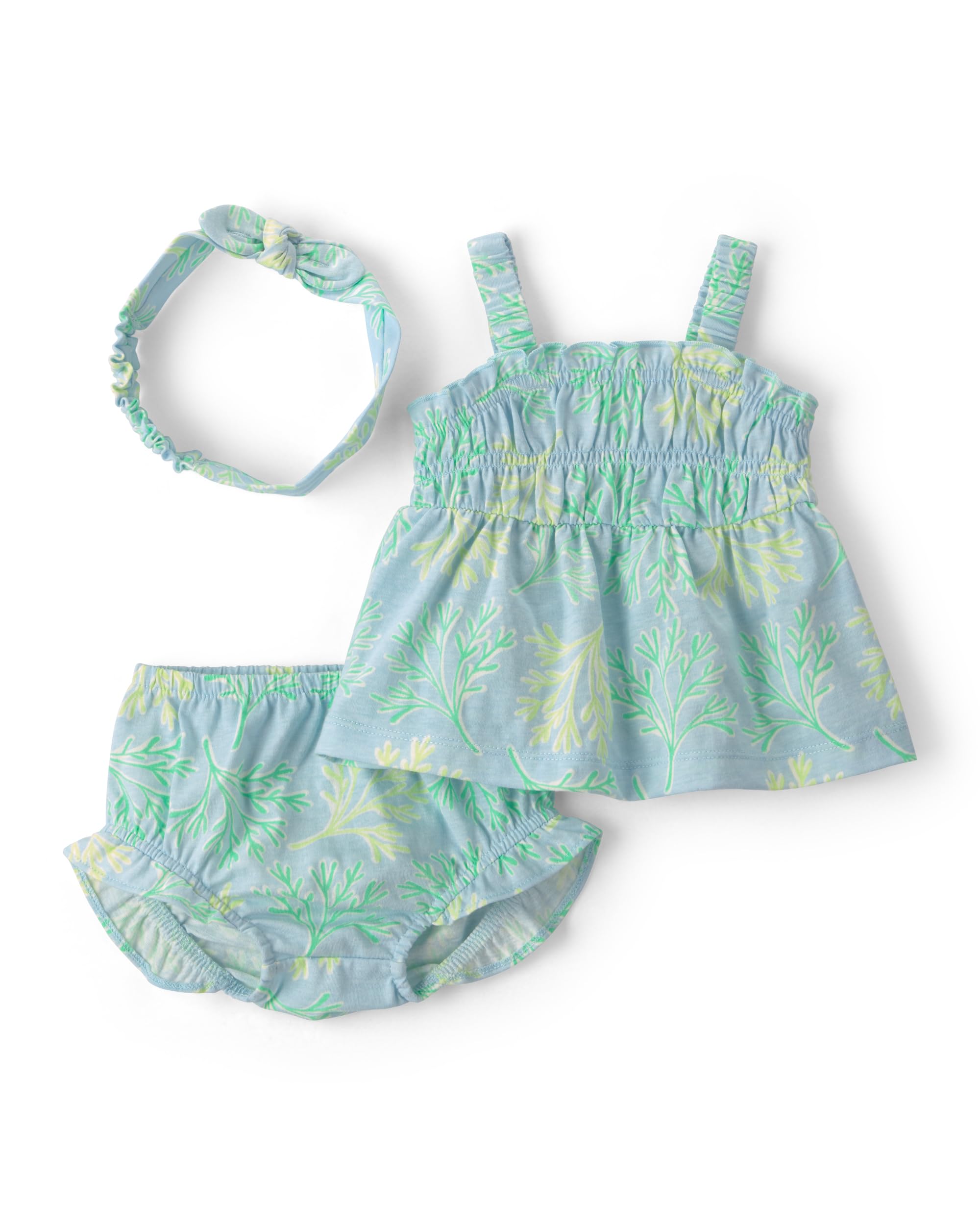 Carter's INFANT GIRLS 3-Piece Coral Top & Short Set - Blue/Green - Assorted | Elastic Waistband | Breathable Comfort-picture-12