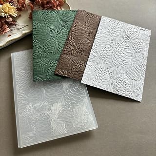 Pinecone Pine Branch 3D Embossing Folder, Winter Forest Texture Plastic Stencil for DIY Scrapbooking Card Making Paper Crafts