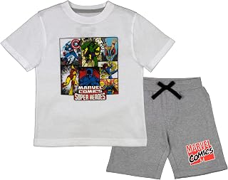 Superheroes Boys T-Shirt and Shorts Set, Avengers and Spider-Man Tee and Shorts Set for Boys