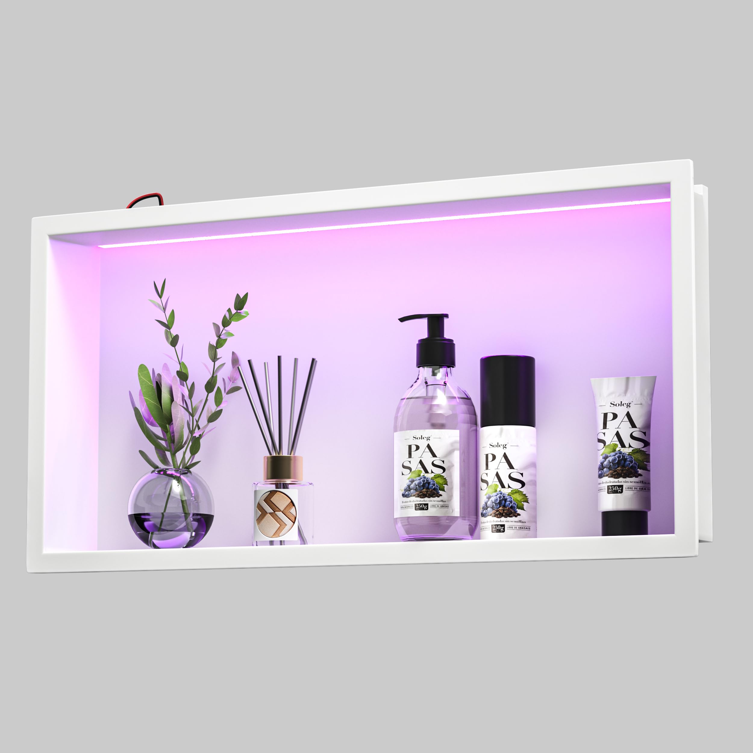 Niche De Douche Bernkot Avec LED RVB - Acier Inoxydable 60x30x10 Cm, Télécommande Incluse, Carrelable - 7