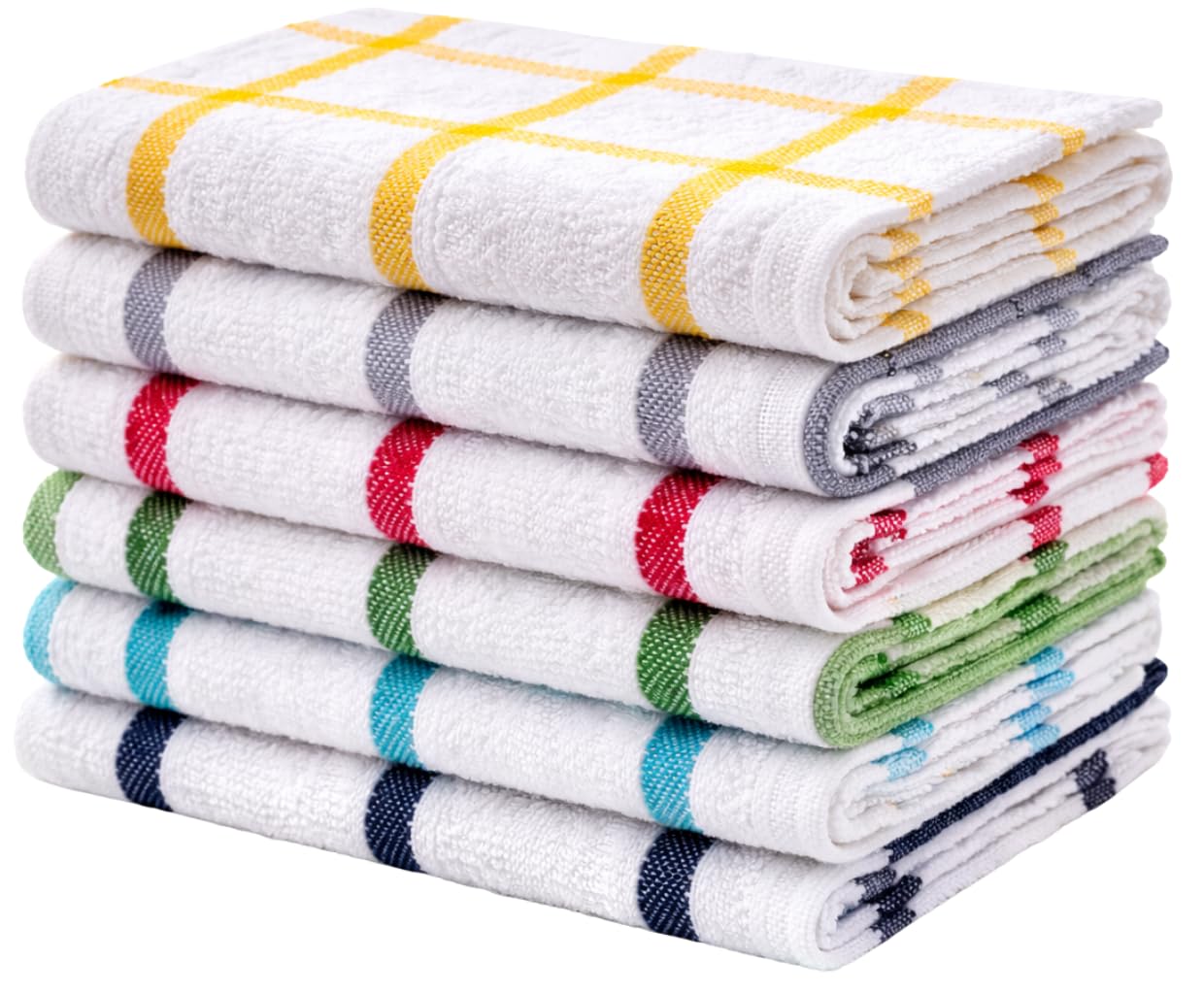 Adore Home Tea Towels Pack of 6 - Extra Large Kitchen Towels 78x48cm - Absorbent Jumbo Check Dish Towels - Durable Cotton Rich Fabric