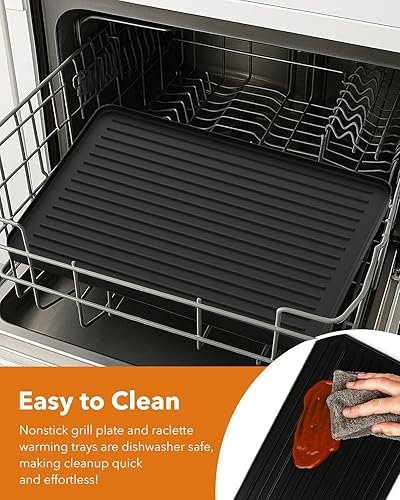 Miniatura 6 de HBN Parrilla eléctrica de mesa Raclette con 8 bandejas de calentamiento, parrilla coreana 2 en 1 y plancha eléctrica antiadherente, control de