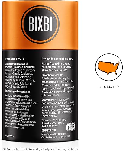 Miniatura 7 de BIXBI Apoyo a la inmunidad para perros y gatos 212 onzas 212oz  Superalimento orgánico totalmente natural para mascotas  Suplemento diario en polvo