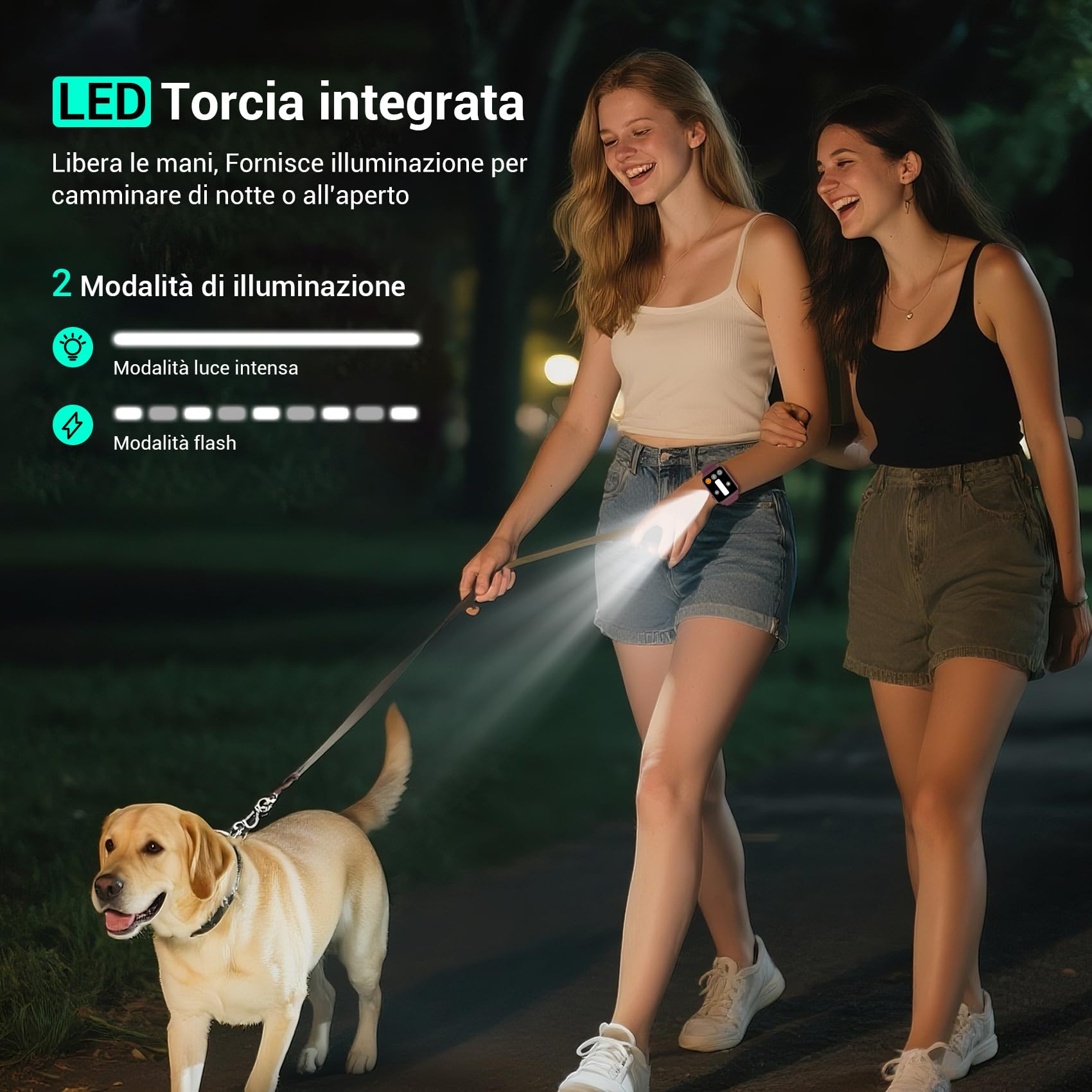 Baolubao Smartwatch Donna, 1.91" Orologio Smartwatch con LED Torcia, Effettua/Risposta Chiamate, Fitness Tracker con DIY Quadranti, Contapassi,Sonno, Smart Watch per Android iOS(2 Cinturini)