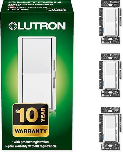 Miniatura 17 de Lutron Diva LED+ Interruptor Regulador de Luz para Bombillas LED Regulables, Halógenas e Incandescentes, 150 Vatios, Unipolar o 3 Vías, Almendra