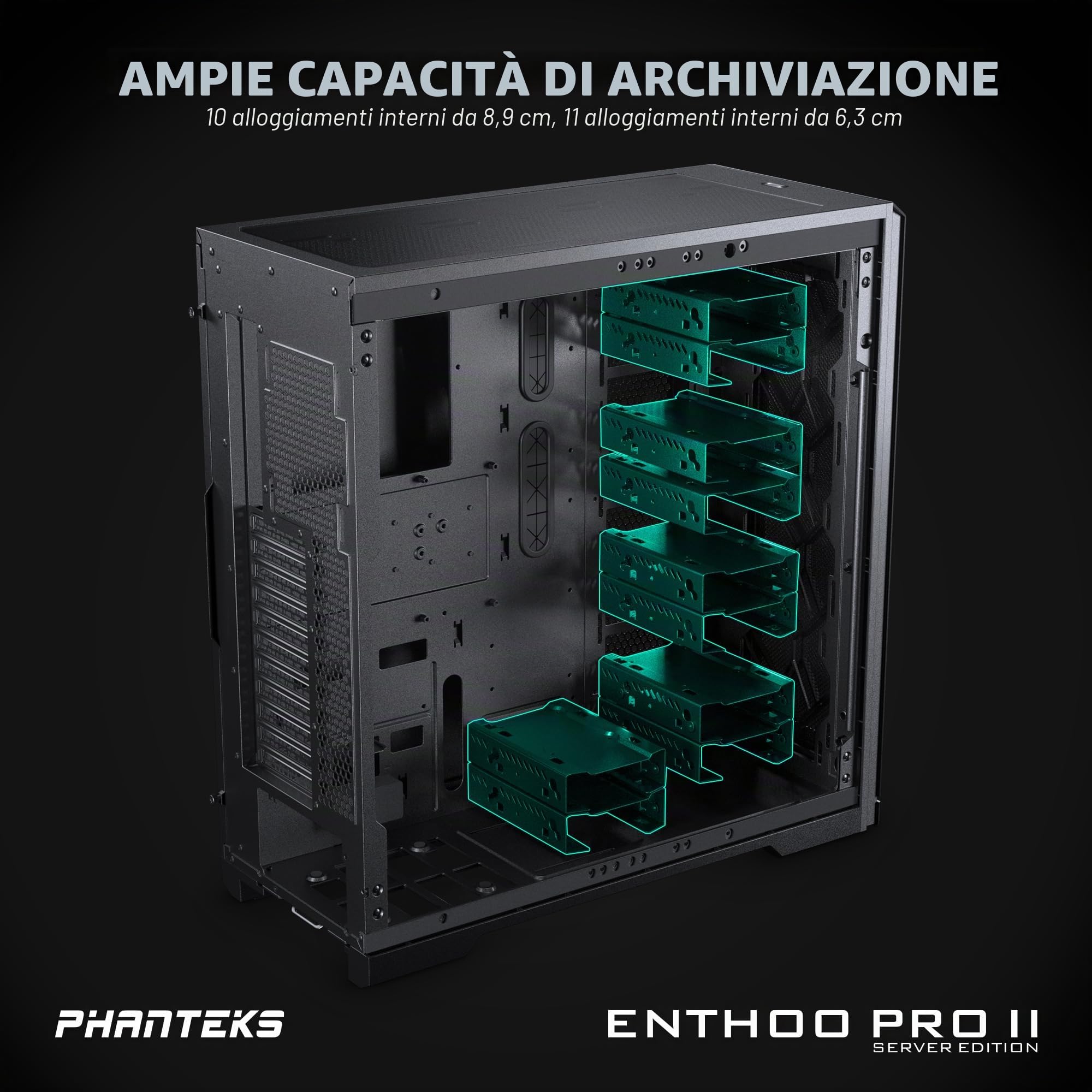 Phanteks Enthoo Pro 2 - Server Edition - Ft - E-Atx - Seitenteil Mit Fenster (geh?rtetes Glas) - Keine Spannungsversorgung - Satin Black - Usb/audio