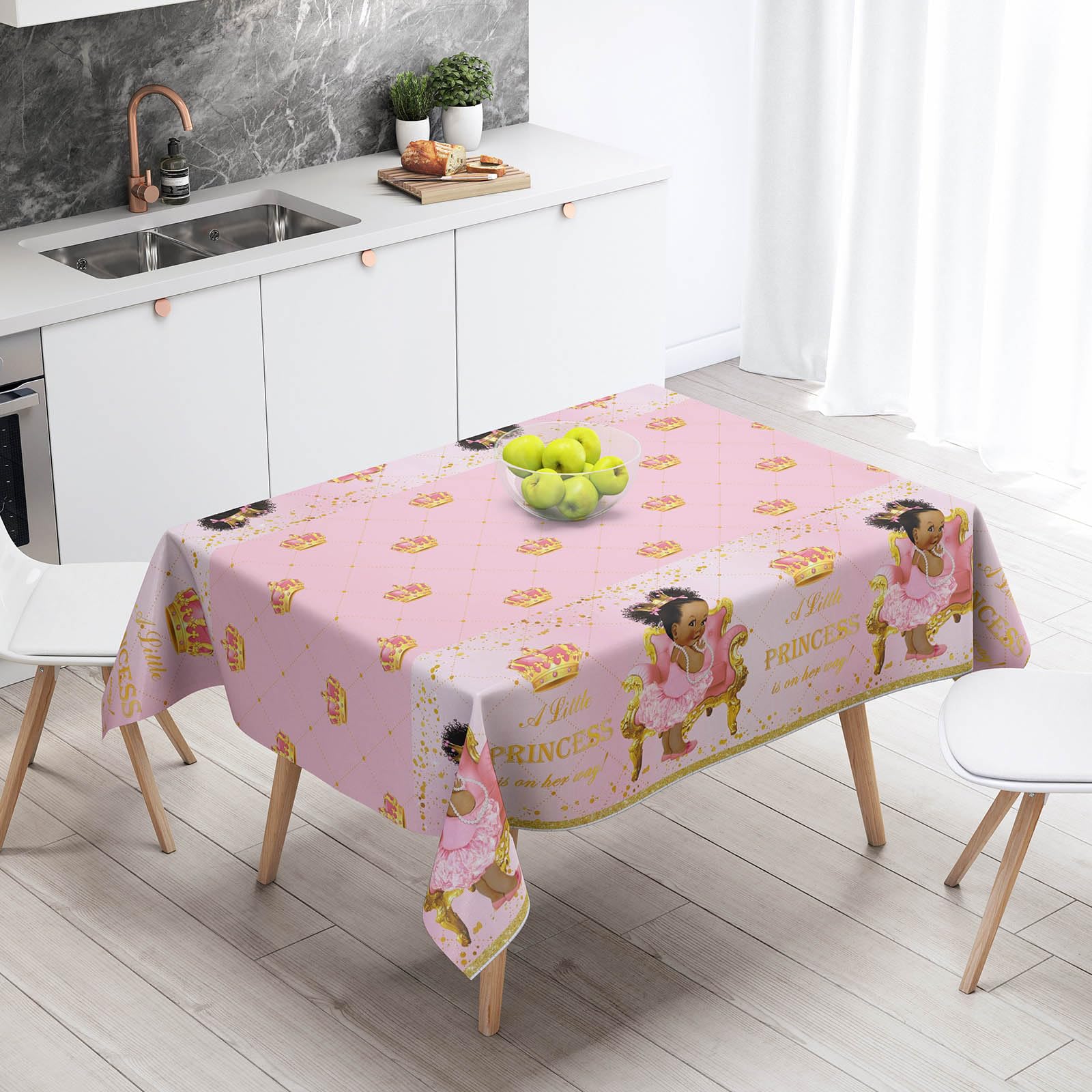 Yuzioey Royal Princess Tischdecken für Babypartys, 274,3 x 137,2 cm, königliche Prinzessinnen-Partyzubehör, 6 Stück