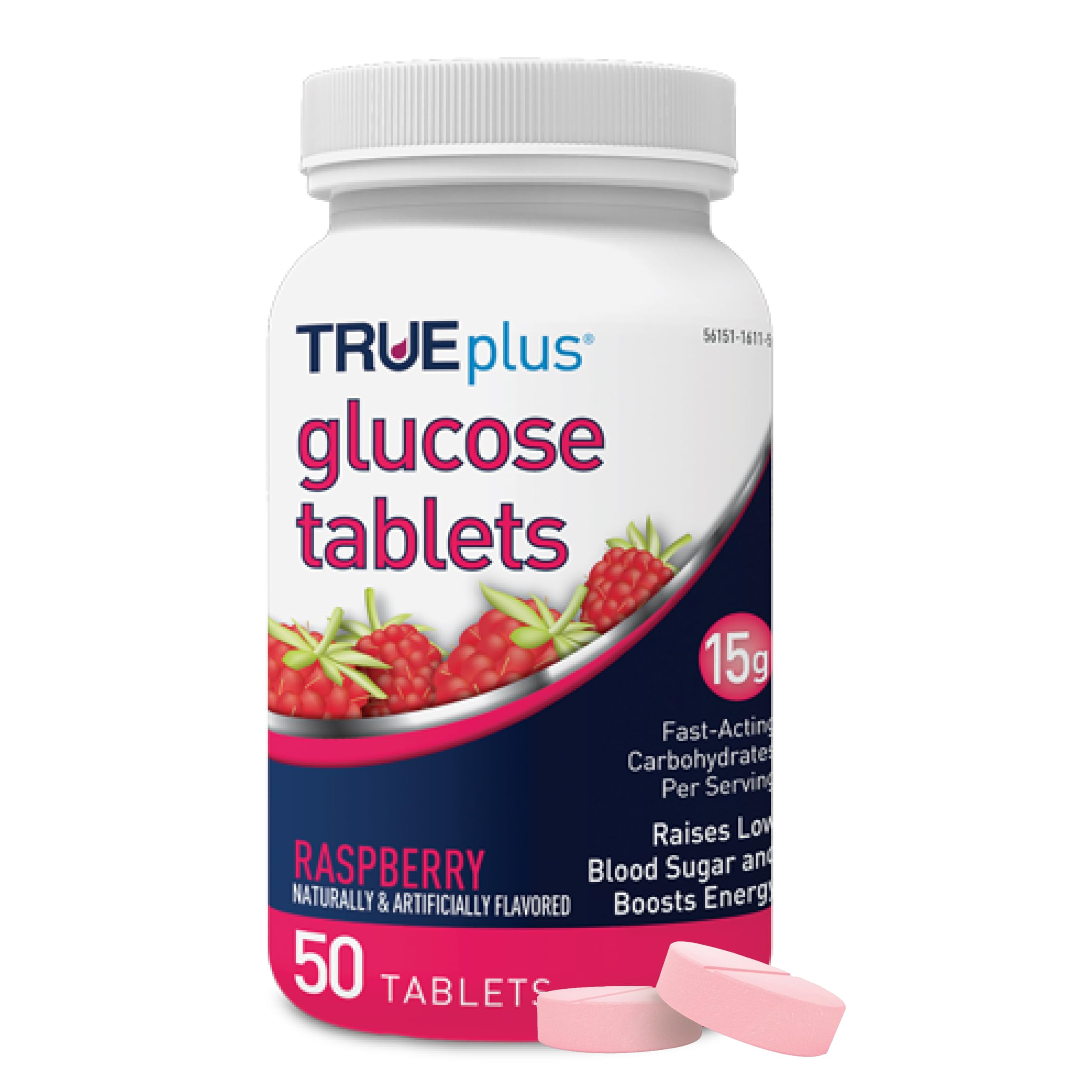TRUEplusGlucose Tablets, Raspberry Flavor - 50ct
