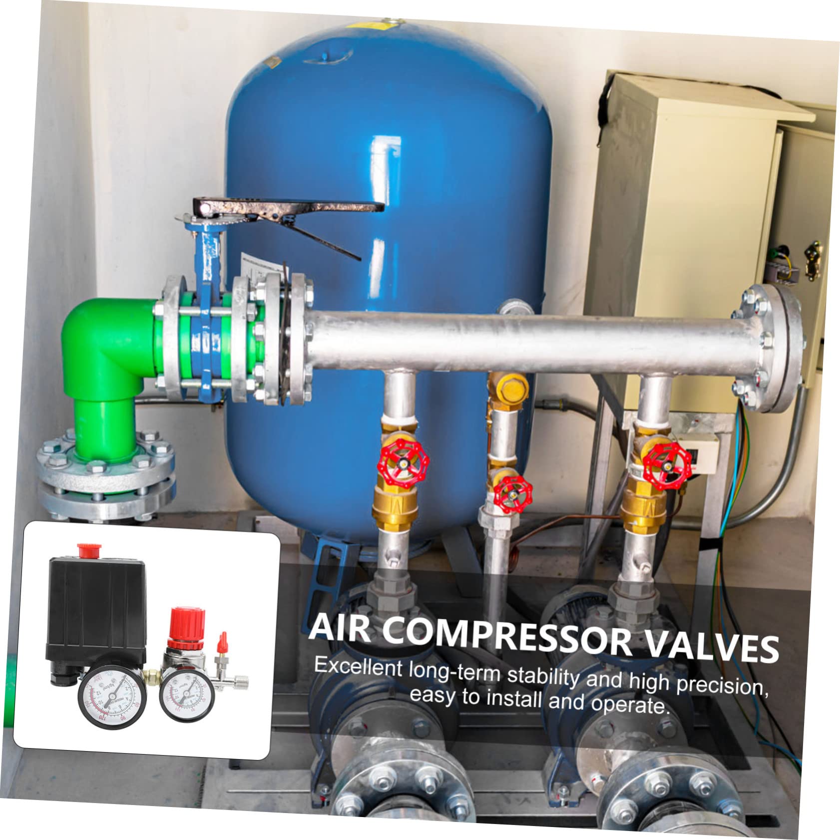 Housoutil Valvola di Pressione per Compressore Aria, Regolatore di Pressione Manometro, 220/380v, 20a, per Controllo Preciso e Stabilità