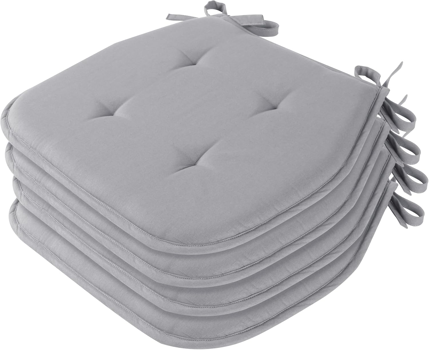 Cotton Clinic Chair Cushion Memory Foam Pads Set of 4 - Non-Slip U-Shaped 15x16 inches Chair Cushions for Dining Room, Kitchen, Office Use, Computer Desk Seat Pad Cushion - Light Grey