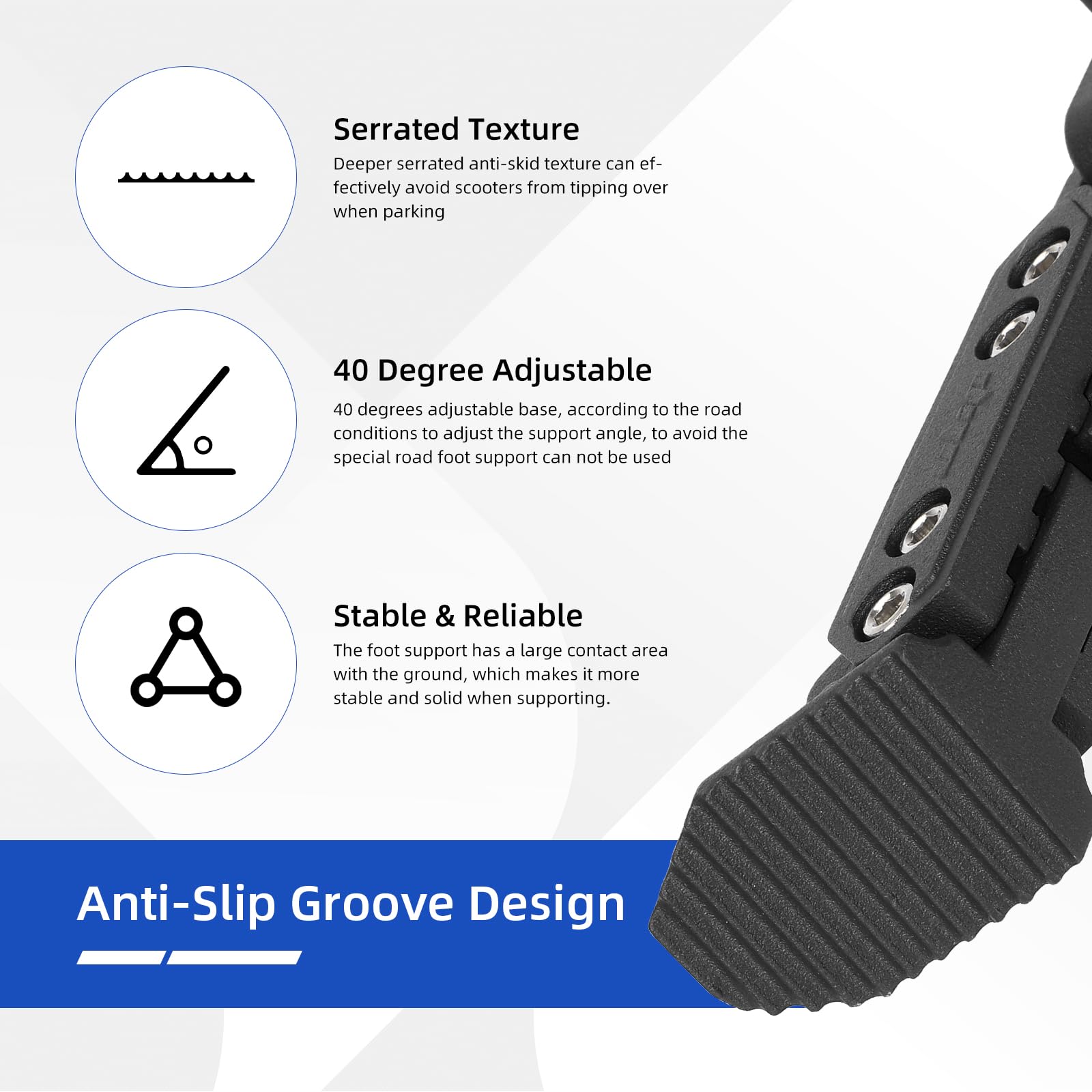 ulip Béquille de stationnement réglable pour trottinette électrique - Accessoires de rechange pour Xiaomi 4 Segway Ninebot F Series Xiaomi M365 1S Pro Pro2 MI3 - Noir