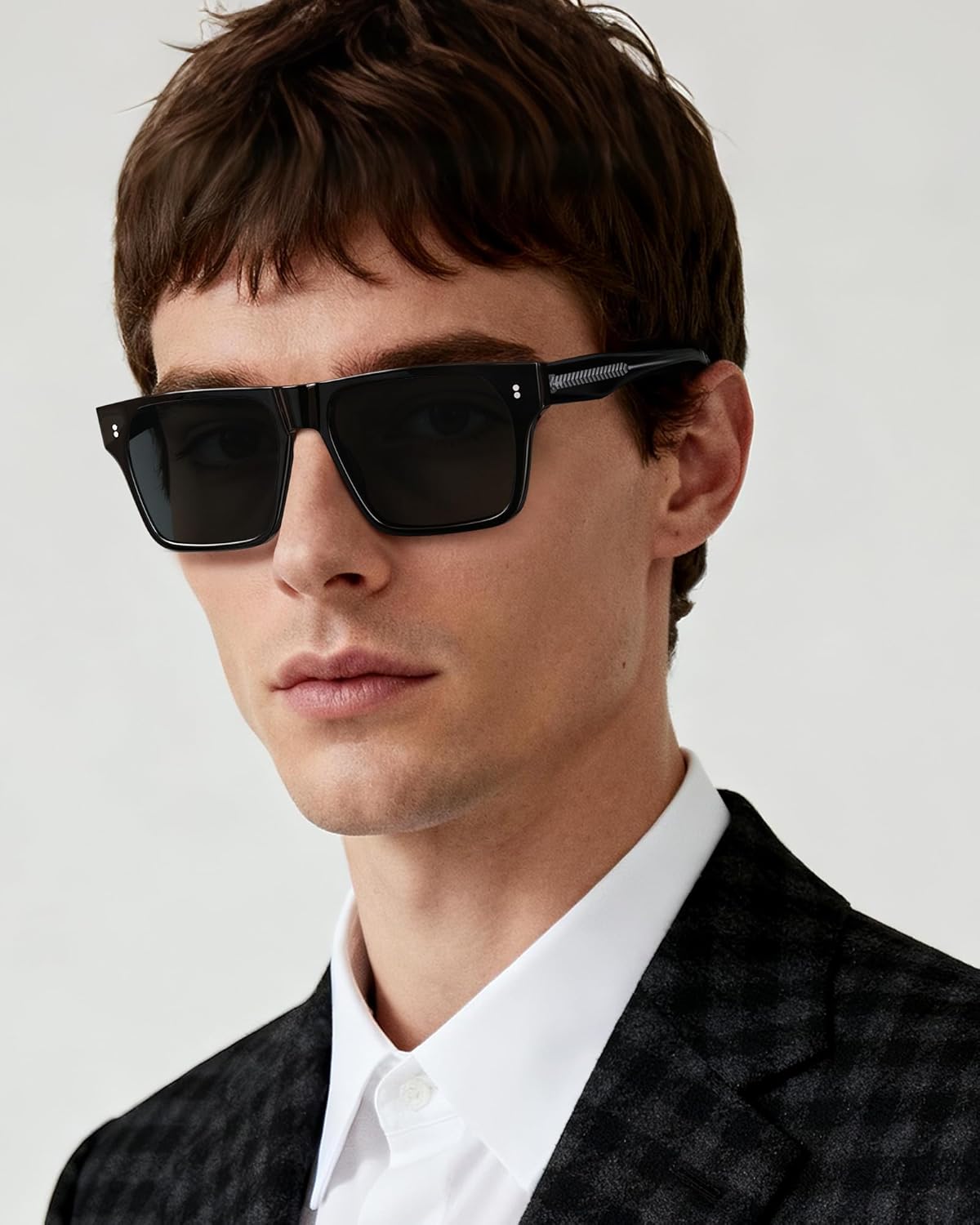 CARFIA Modern Sunglasses for Men Polarized UV400 Protection Flat Large Wrap Square Acetate Driving Glasses - Image 3