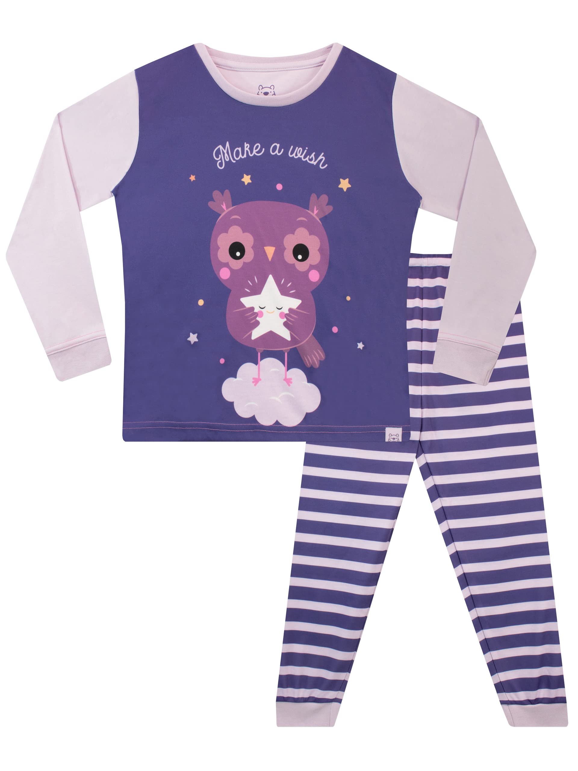 Harry Bear Girls Pyjamas Owl Purple 5-6 Years