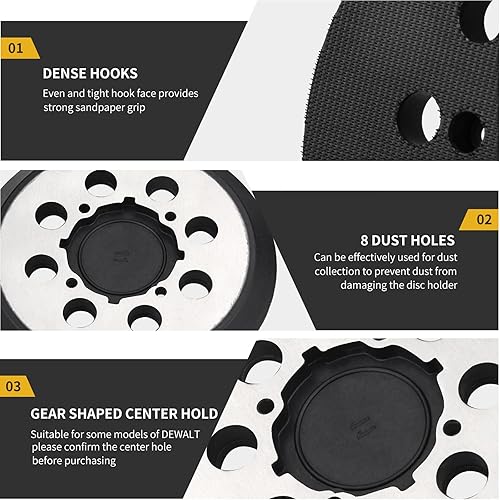Miniatura 42 de Almohadilla lijadora para Dewalt, paquete de 2 almohadillas de lijadora orbital de 5 pulgadas con 8 agujeros de gancho y bucle de repuesto