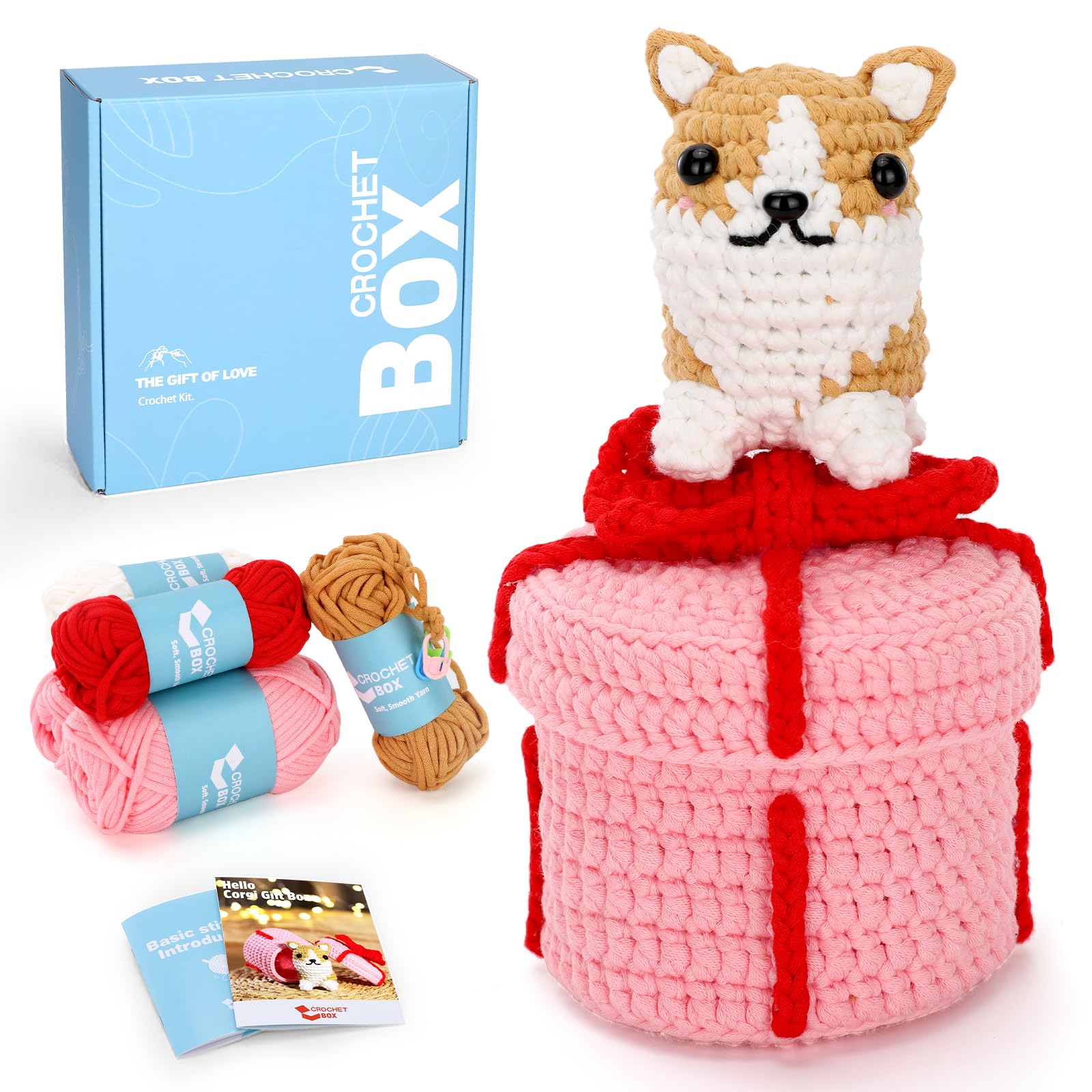 CrochetBox Corgi Dog Crochet Kit for Beginners, Easy Craft for Adults