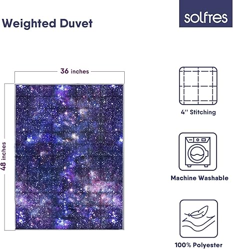 Miniatura 3 de Solfres Manta pesada de 5 libras, 36 x 48 pulgadas, manta pesada de impresión de 5 libras para niños y adolescentes, ultra suave y acogedora,