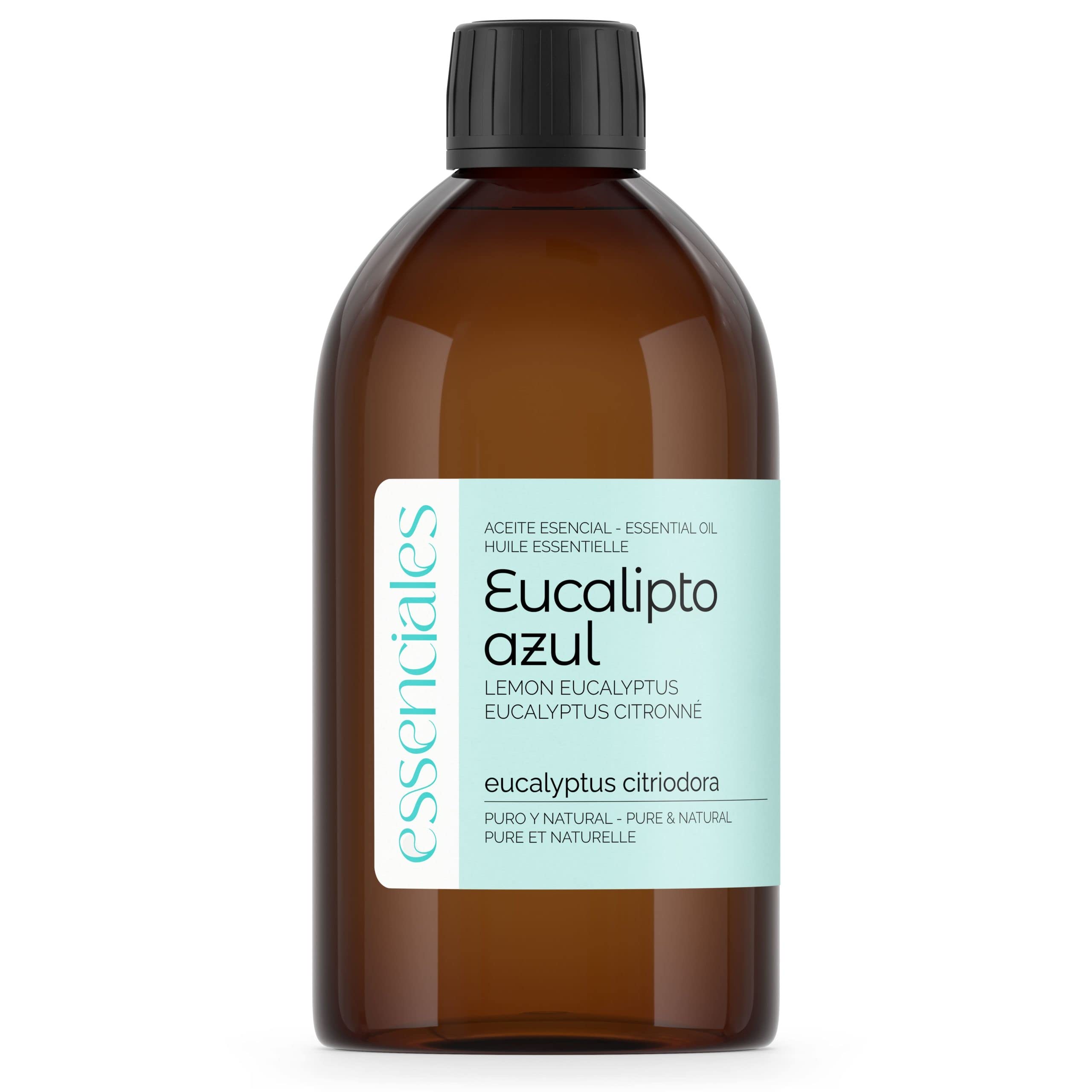 ESSENCIALES Aceite Esencial de Eucalipto Azul 500 ml – 100% Puro y Natural – Aroma Fresco para Difusor, Humidificador y Aromaterapia