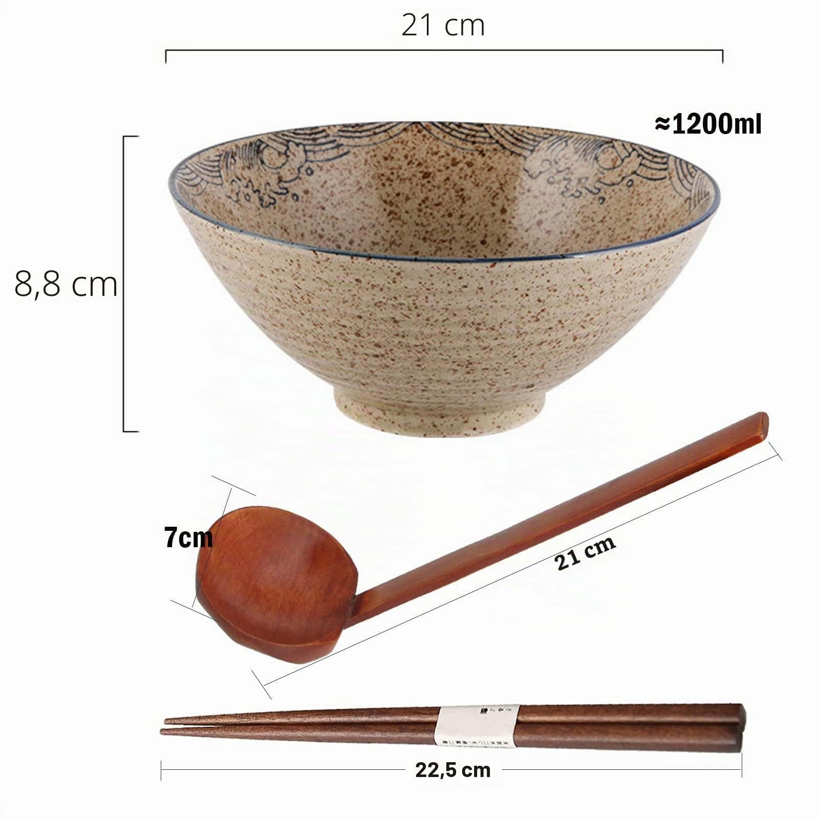 bol à ramen, japonais en céramique, baguettes, saladiers, 1200 ml, bols à céréales
