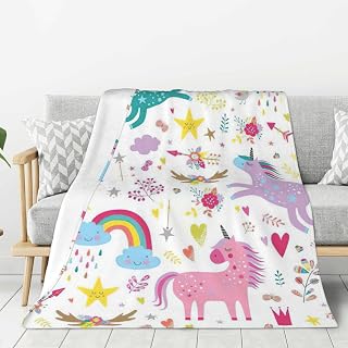 XJXZCFNB Manta de franela de microfibra súper suave con estampado de unicornios, para adultos, niños, sofá, cama, ultra lujosa, cálida y acogedora para todas las estaciones