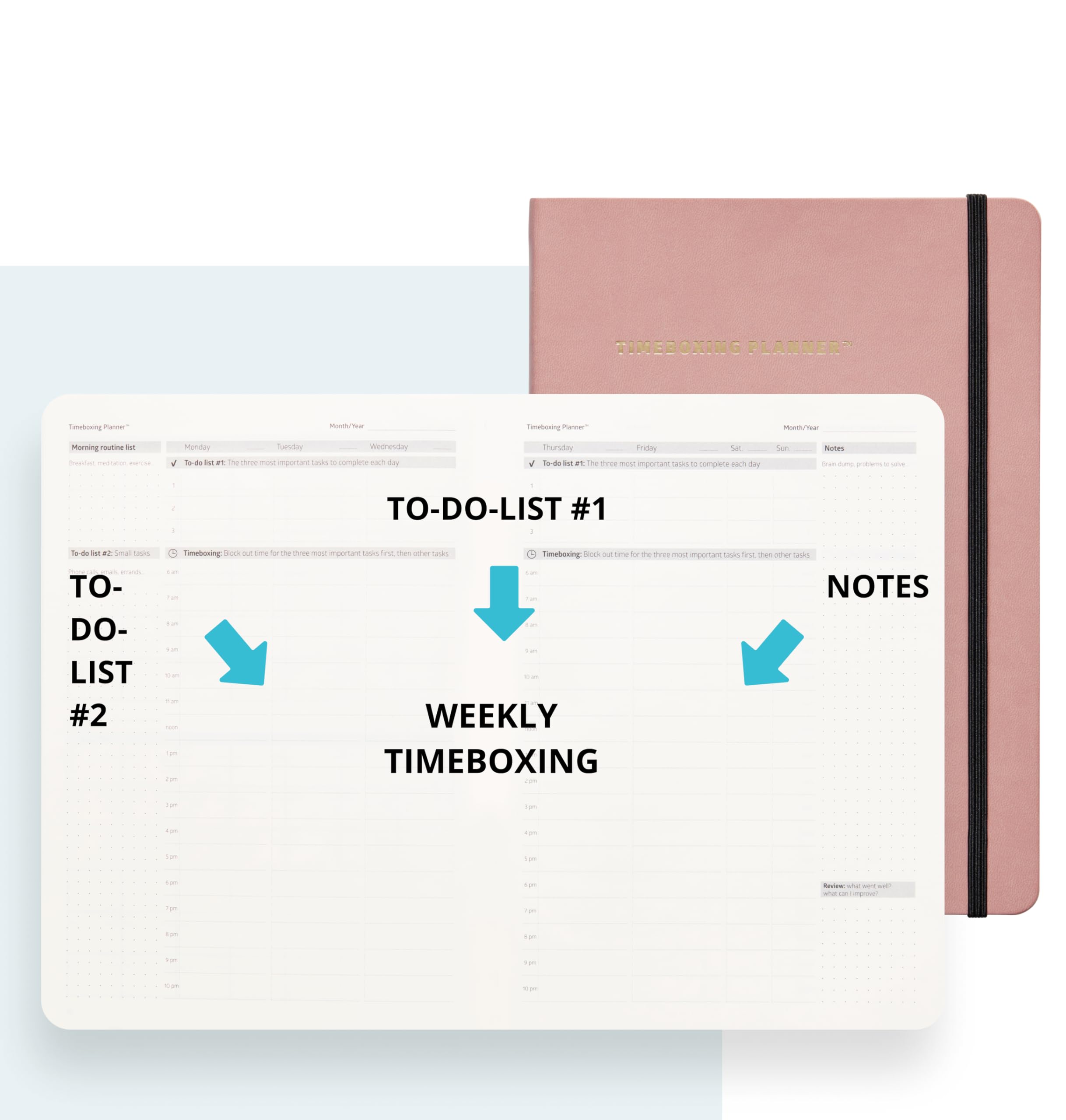 TIMEBOXING PLANNER - Structure to Turn To-Do into DONE | 52-Week Undated Organizer for Students & Busy People | 7×9 Flexible Cover - Pink