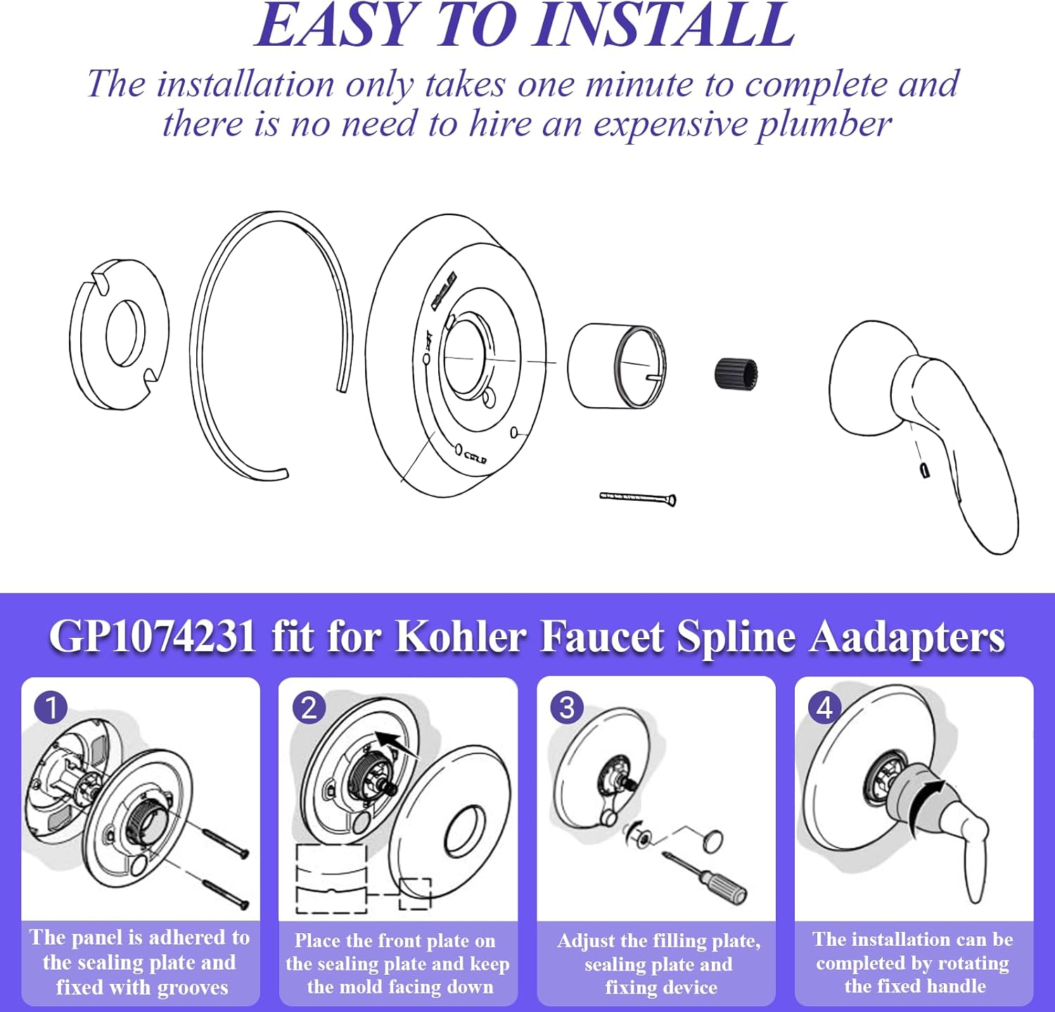 GP1074231 fit for Kohler Faucet Spline Aadapters（2pcs