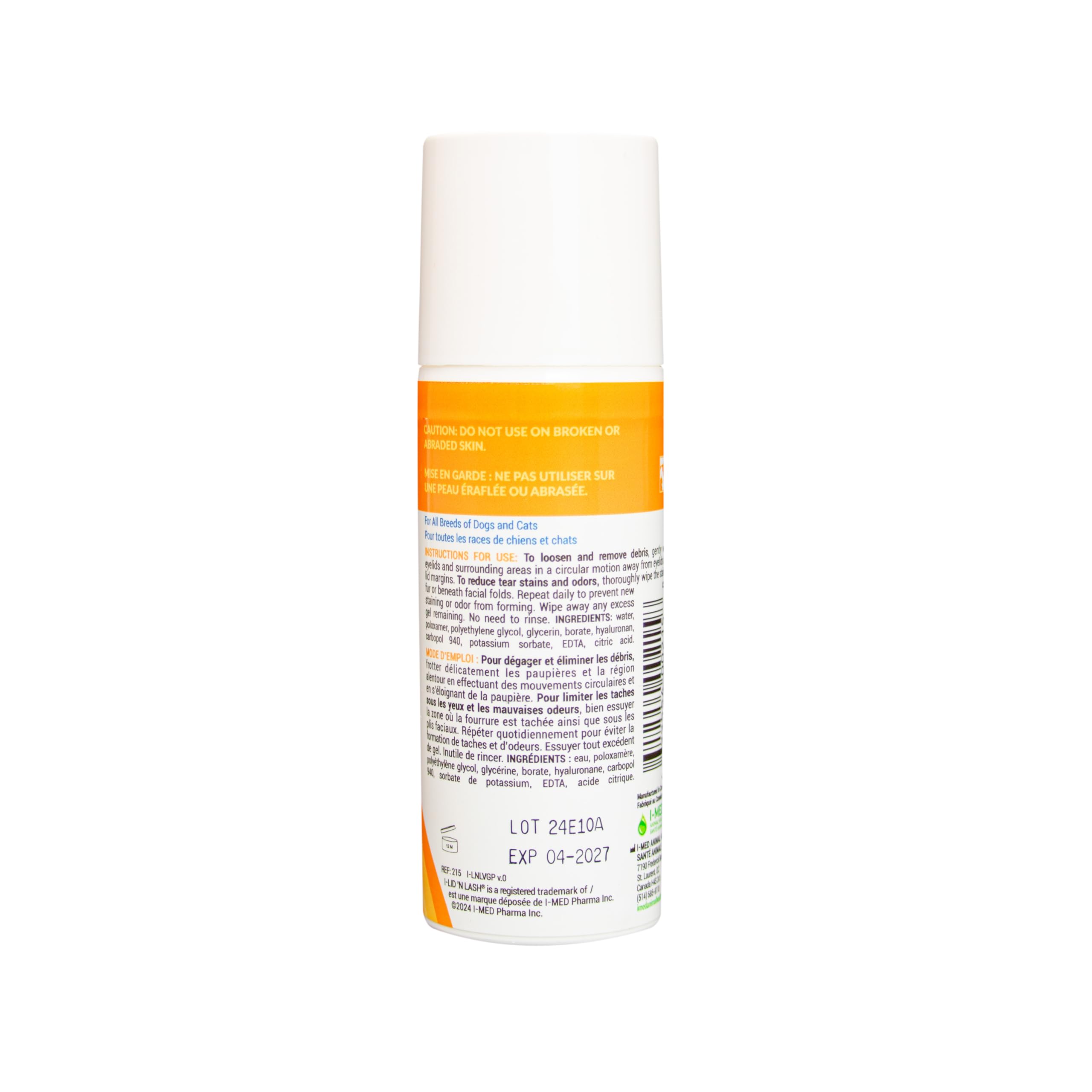 I-LID ’N LASH Vet Pump-Préventeur de Taches de Larmes pour Chiens et Chats(50 ml),Prévient les Taches de Larmes,Nettoyant Anti-Odeurs,Solution avec Acide Hyaluronique,Lavage Oculaire Sans Antibiotique