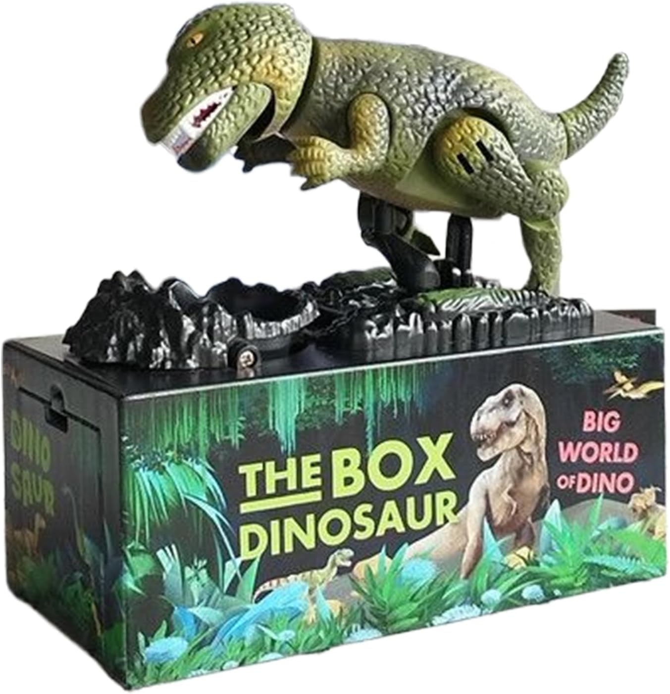 Electronic Bank for Kids, Dinosaur Cash Box Figurine, Musical Coin Saver Toy, 6.69x6.69x2.76 Inch Fun Money Storage for Boys, Girls Ages 3+, Home Dorm Decoration, Vacation Present