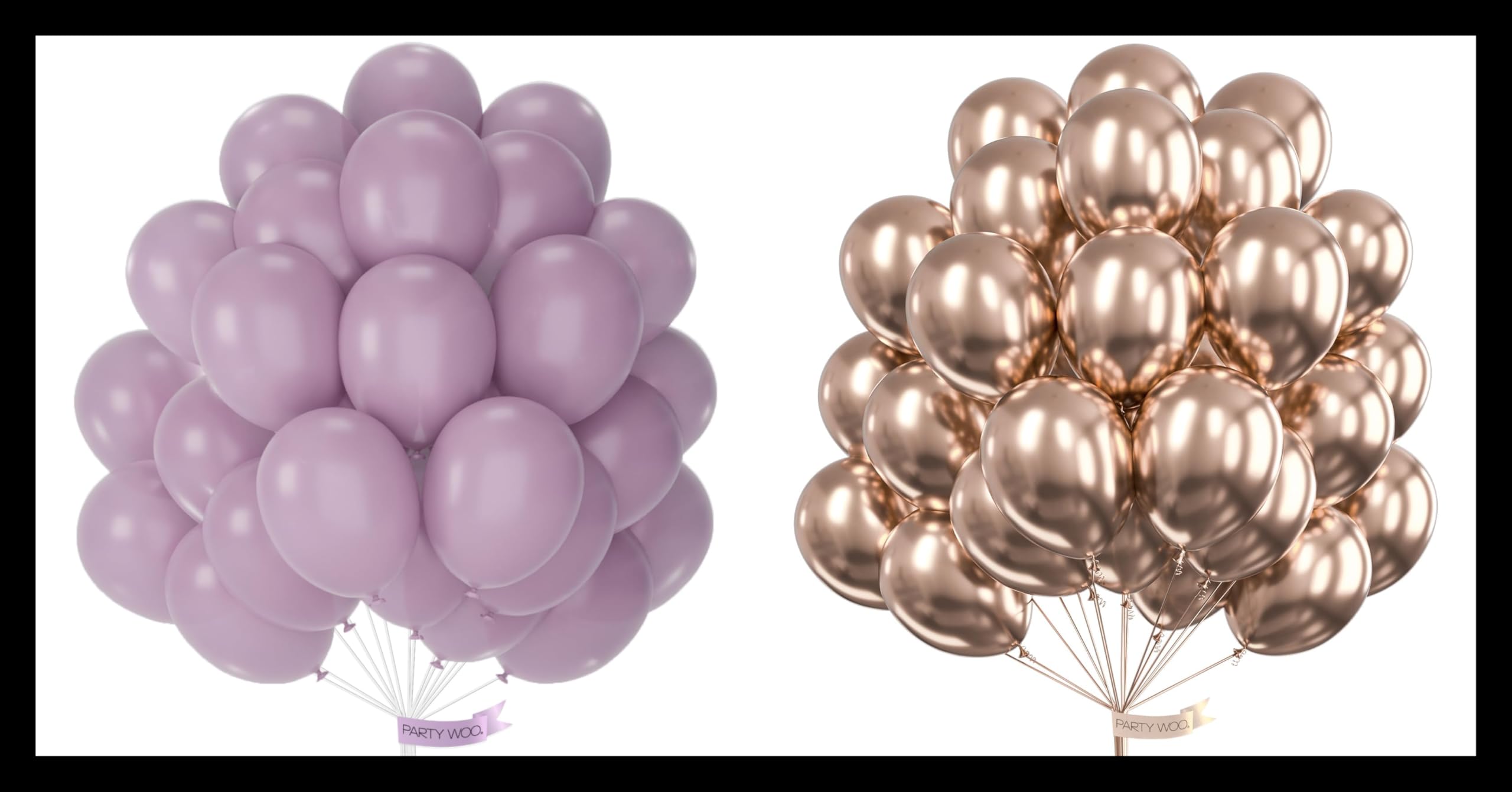 PartyWoo Dusky Purple Balloons 50 pcs and PartyWoo 50 pcs Champagne Gold Metallic Balloons