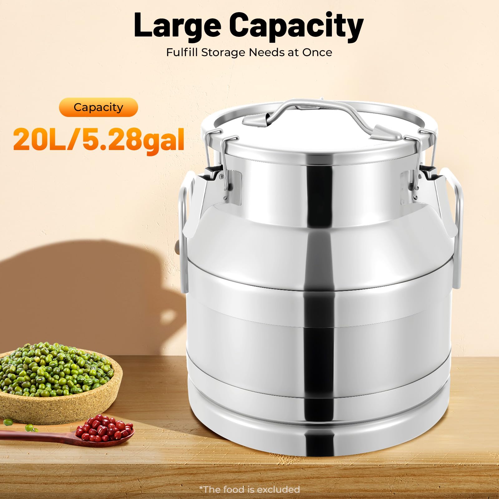 12L/20L/30L/40L/60L Jarra de transporte de acero inoxidable Jarra hermética de leche de acero inoxidable Jarra de transporte adecuada para la conservación de diversos productos líquidos y sólidos como