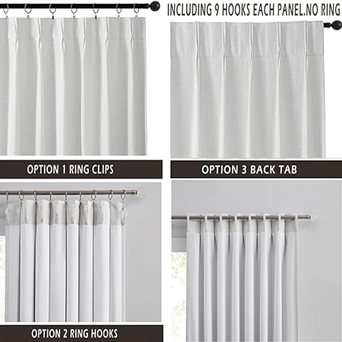Miniatura 3 de Cortinas plisadas opacas con textura de lino blanco de 84 pulgadas de largo para sala de estar, cortinas plisadas con aislamiento térmico para barra