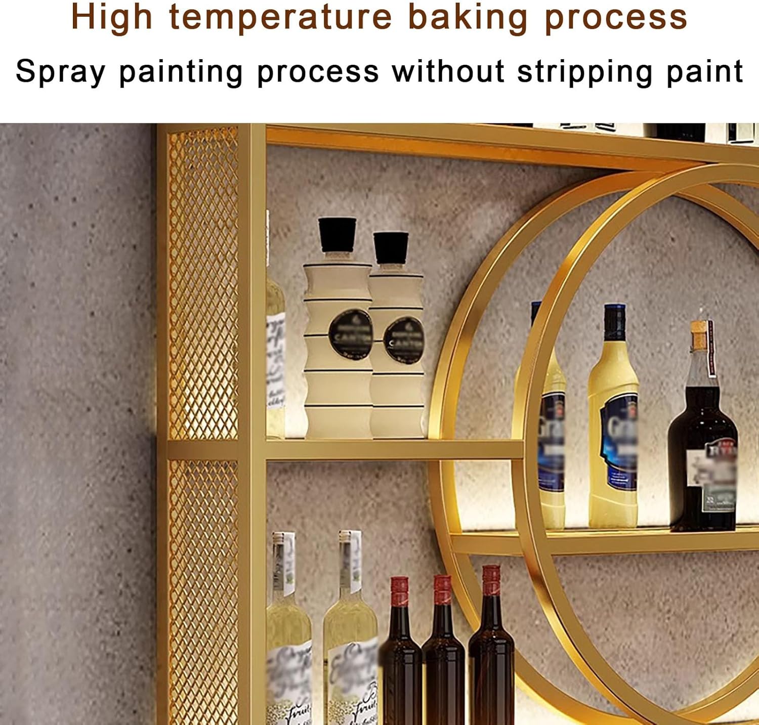 Industrial Wall Mounted Wine Rack,Hanging Industrial Round Wine Racks,Bar Shelves for Liquor Bottles,Hanging Industrial Round Wine Racks,Glass Rack Iron Display Stand.Fo,Gold,100x8