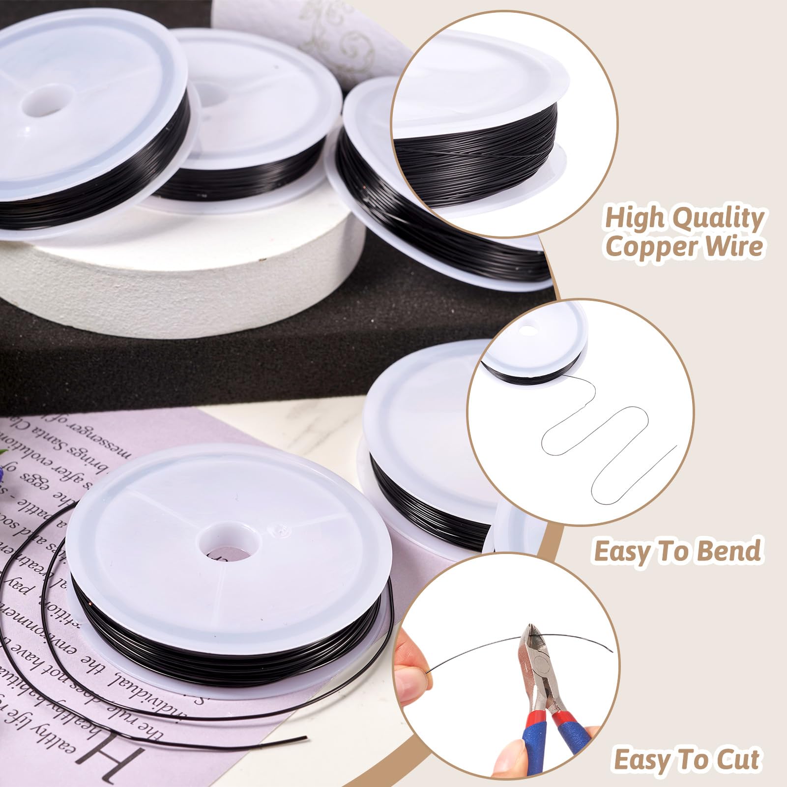 Craftdady 0.3mm Copper Wire Jewellery Making 72m Tarnish Resistant Wire Beading Craft Wire for Jewelry Making Supplies and Crafting Black Color - Image 2