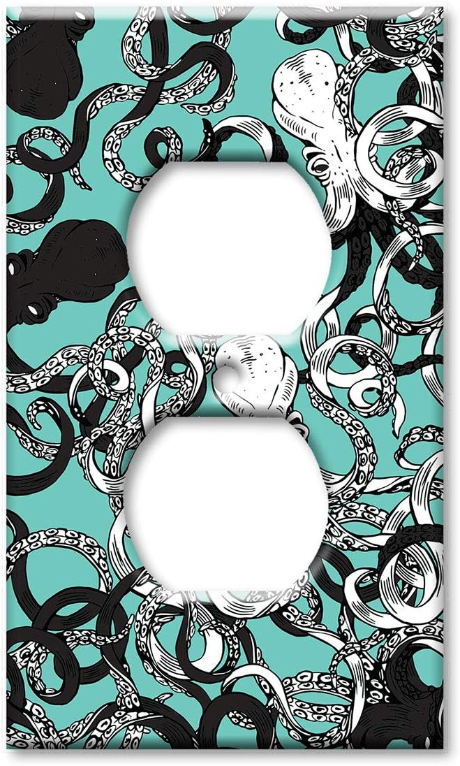 Art Plates - Electrical Outlet Cover Decorative Metal Wall Plate - Switch Plate - Octopus - (Made in USA)