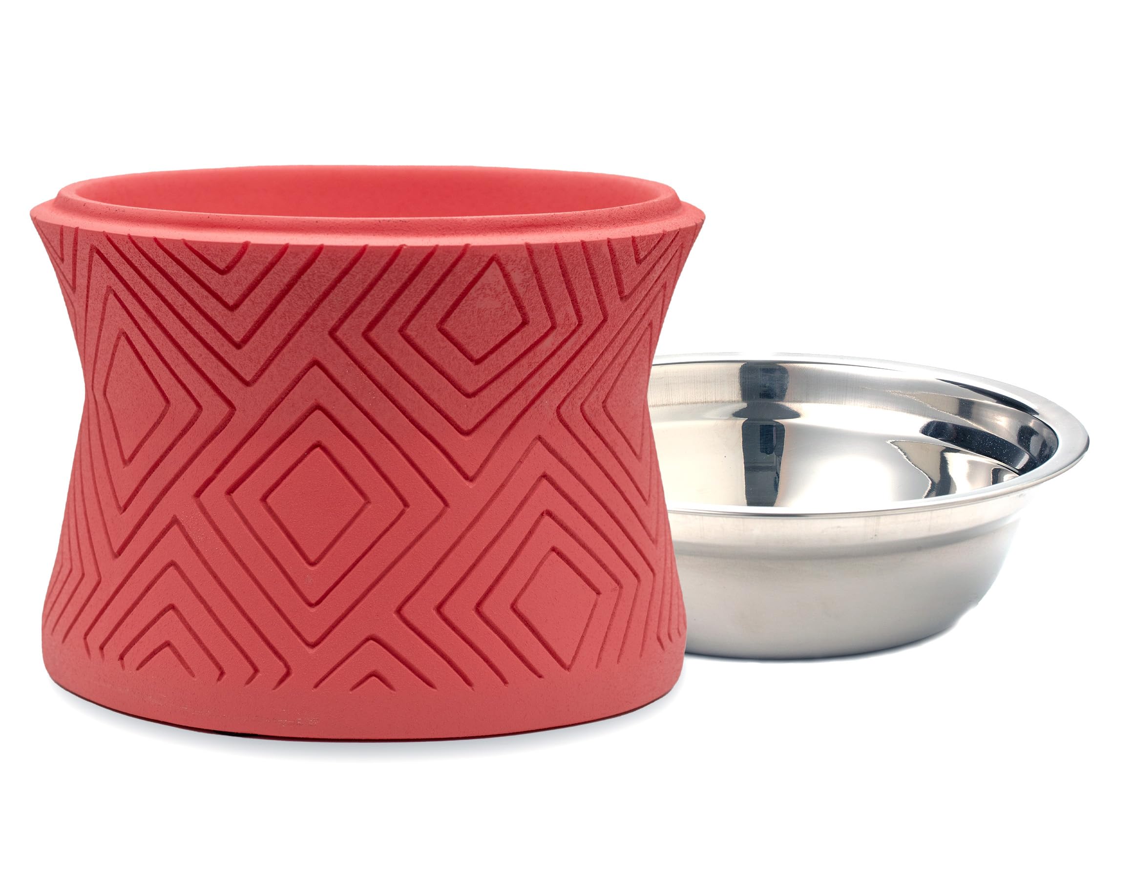 Pet Junkie Santa Fe Single Elevated Pet Bowl for Dry Food or Water with Stainless Steel Washable and Removable 16oz Inner Bowl (Small, Coral Pink)