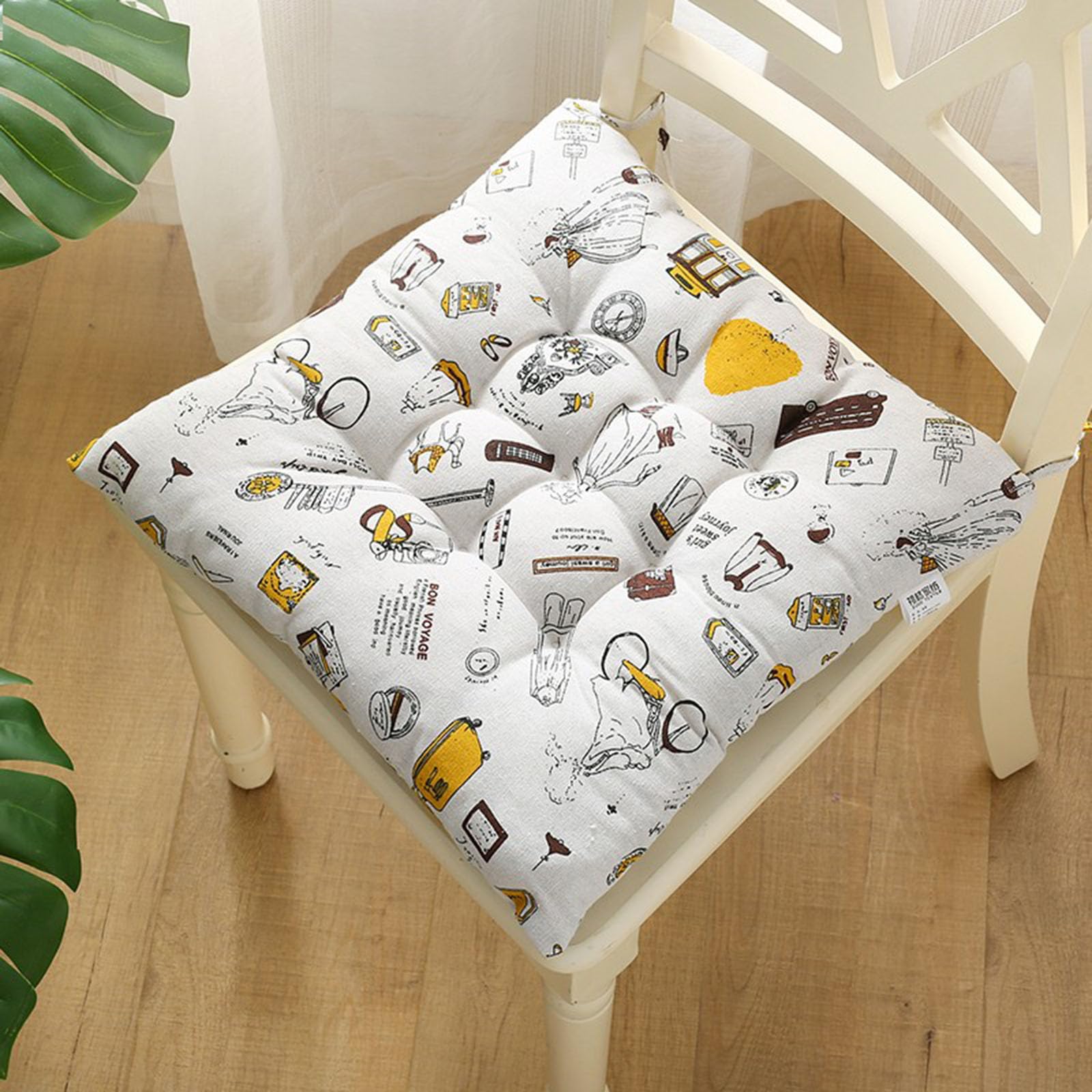 Velvet Chair Cushions for Dining Chairs, Set of 1 2 3 4 5 6,Seat Pads for Kitchen Chairs with Ties,40cm*40cm(15.7in*15.7in) (1, Fashion Paris, 15.7in*15.7in)
