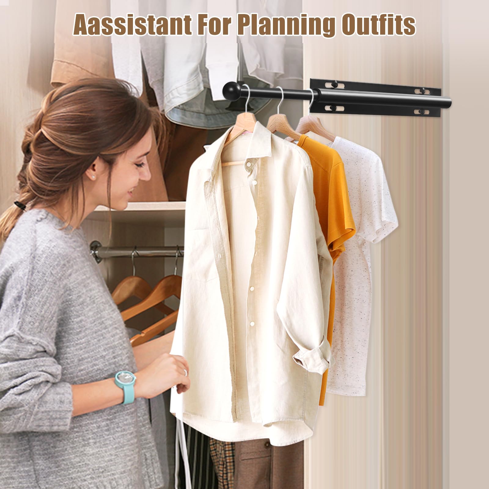Snapklik.com : Luvenia Valet Rod For Closet Pull Out Closet Valet Rod