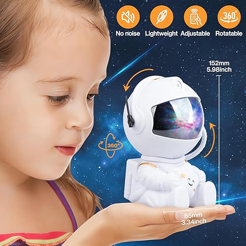 Miniatura 5 de Proyector de estrellas con luces nocturnas, proyector de luz de astronauta con nebulosa y estrella, ajustable en 360 y control remoto, decoración de