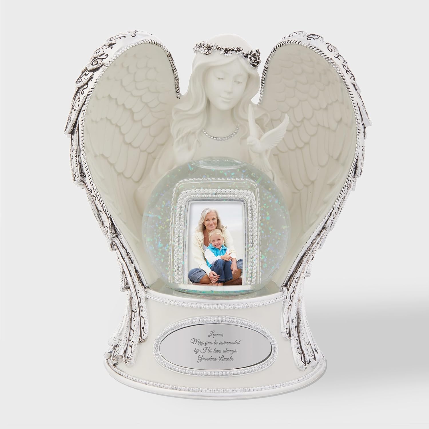 THINGS REMEMBERED Engraved Religous Guardian Angel Musical Snow Globe, Plays Pachelbel's Canon Music, Add Picture, Beautiful and Unique Gift (Free Customization)