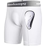 COOLOMG Mens Compression Underwear with Protective Athletic Cup Sliding Shorts Baseball Football Lacrosse Field Hockey White XL